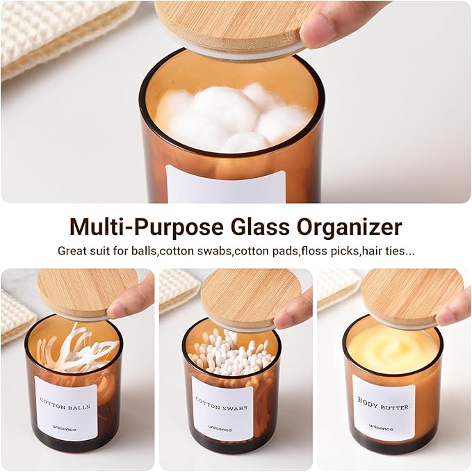 Glass Qtip Holder 2 Pack, Qtip Holder Dispenser Bathroom Set Bathroom - Image 2