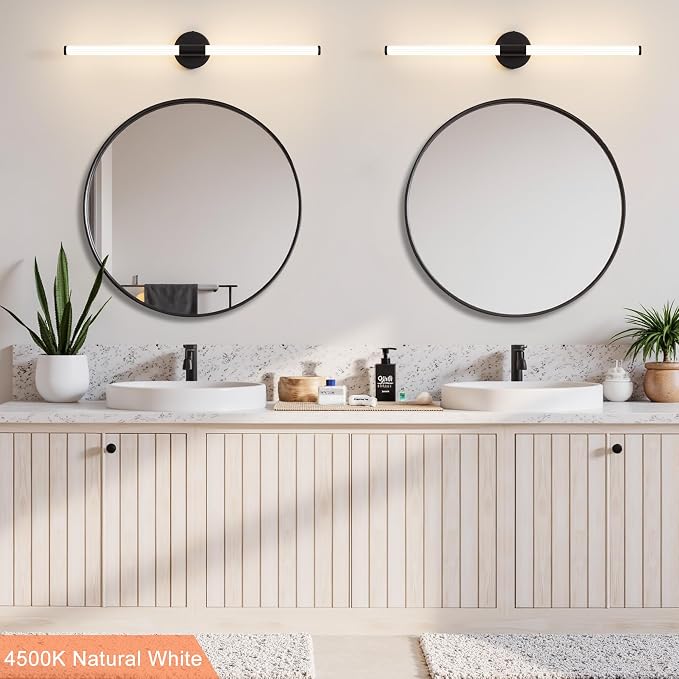 Bathroom Wall Sconces Set of 2 Hardwired Dimmable 5CCT LED Bathroom Light - Image 2