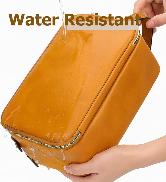 MIRASON Travel Toiletry Bag for Men Thickened Leather Travel Bag for Toiletries - Image 4
