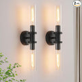 Wall Sconces Set of Two, Matte Black Bathroom Sconces Wall Lighting by KUZZULL