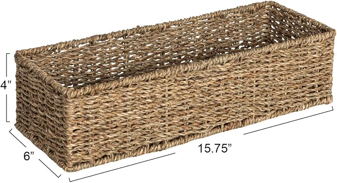 Household Essentials Handwoven Seagrass Rectangular Storage Basket - Image 2