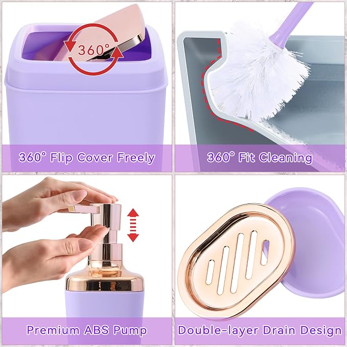 9-Piece Bathroom Accessories Set, Soap Dispenser, Toothbrush Holder, Toothbrush - Image 4