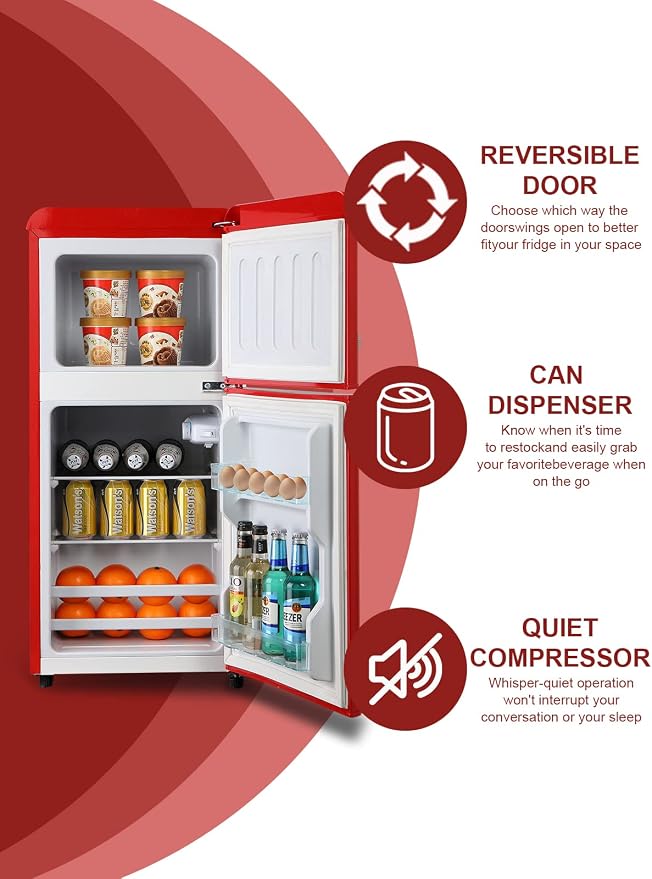 Mini Fridge With Freezer, Refrigerator With 2 Doors, 7- Level Adjustable - Image 4
