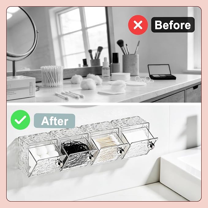Qtip Holder Dispenser, Wall Mounted Plastic Cotton Pad Holder, Cotton Ball - Image 5