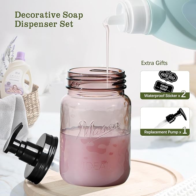 Amolliar 16 Oz Plastic Soap Dispenser, Refillable Hand Dish Soap Dispenser - Image 5