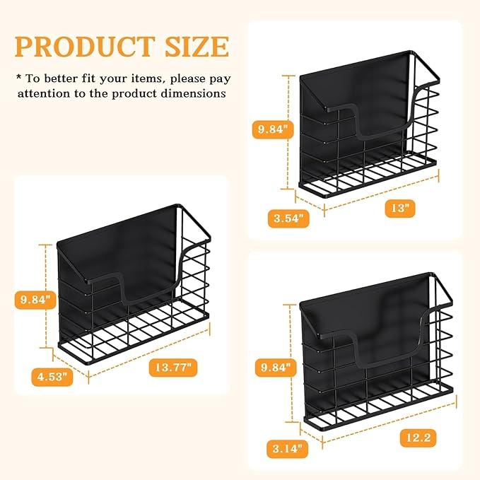 Magnetic Shelf for Fridge, 3 Pack Metal Fridge Organizer Baskets, Magnetic Cup - Image 3