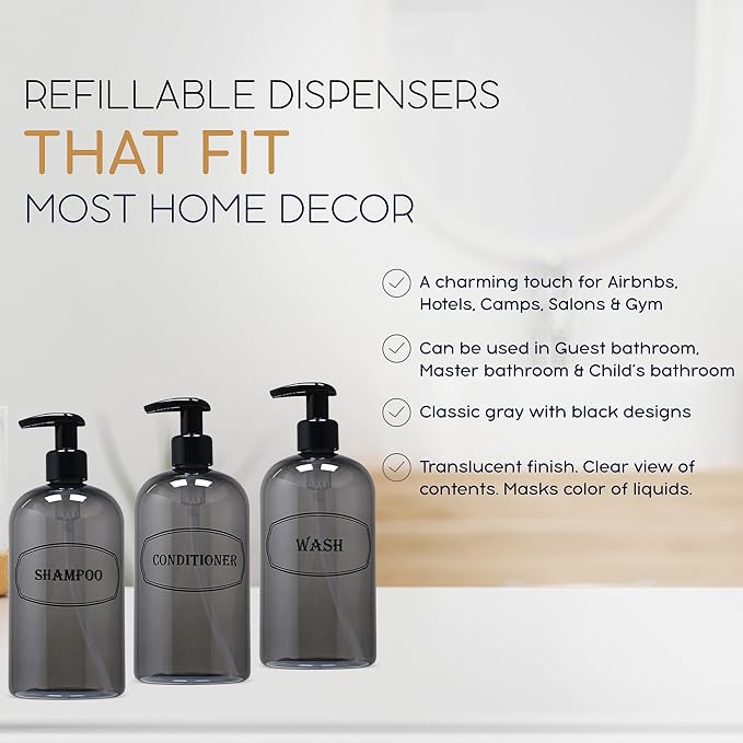 Bottiful Home-16 oz Shampoo, Conditioner, Wash Refillable Empty Plastic Pump - Image 4