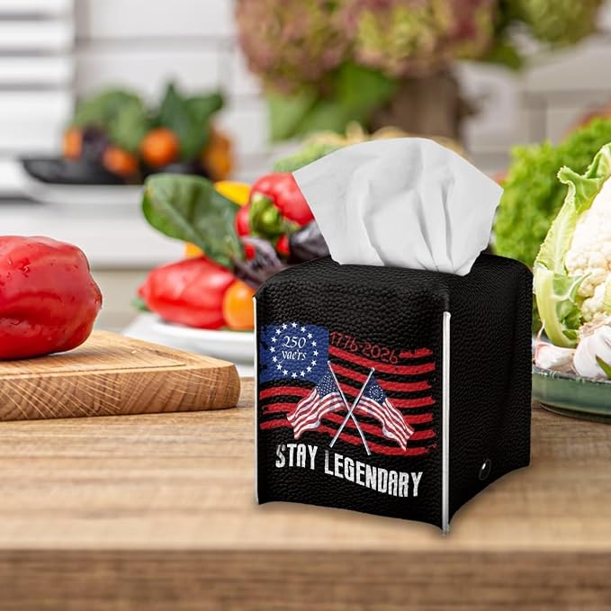 250 Years Tissue Box Holder Waterproof PU Leather Square Modern Tissue Box Cover - Image 5