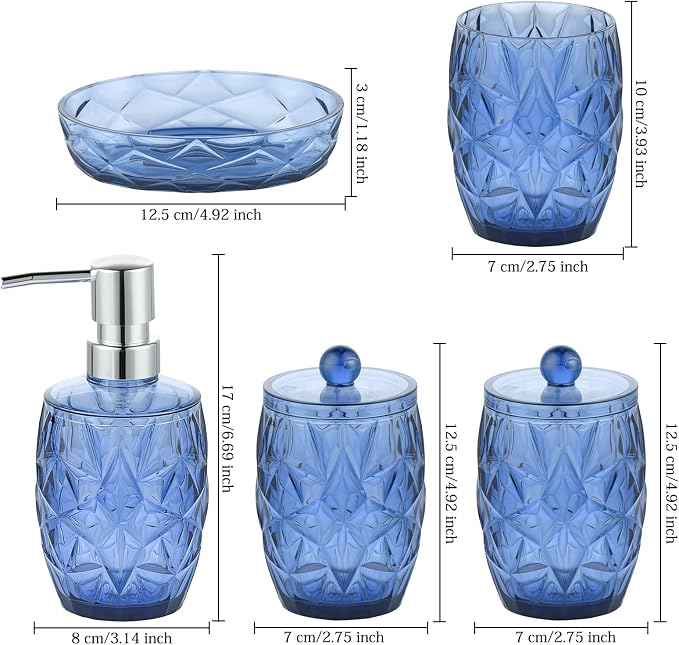 Modern Shatterproof Acrylic Cobalt Blue Bathroom Accessories Set – 5-Piece - Image 5