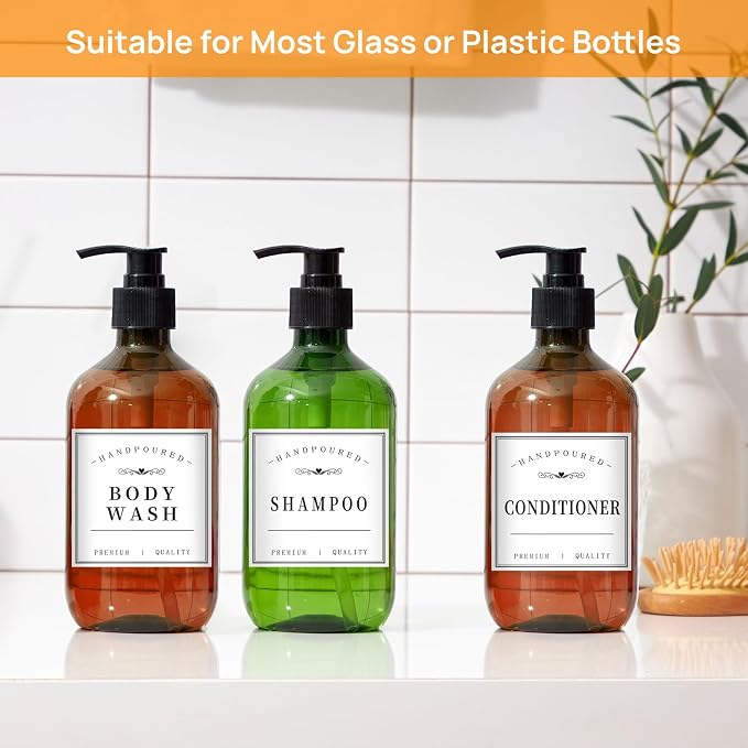 12PCS Bathroom Labels for Bottles, Minimalist Bathroom Organization Labels - Image 2