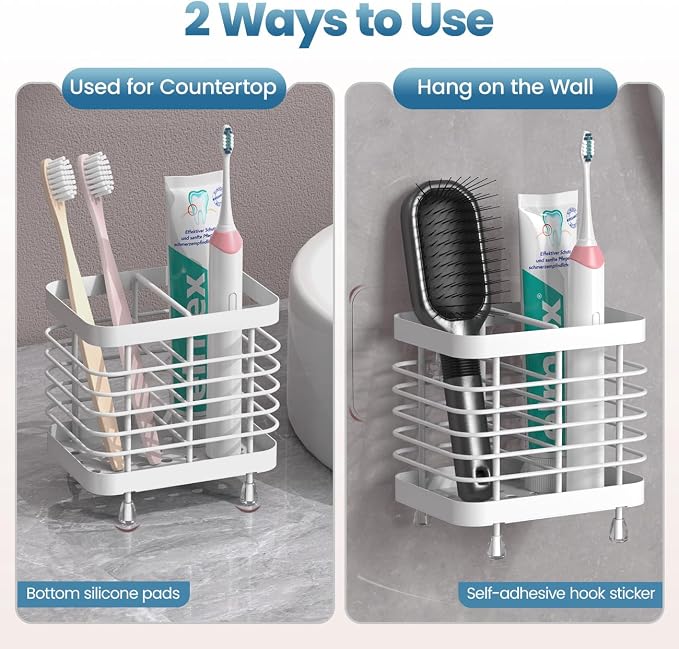 Luxspire Toothbrush Holders for Bathroom, Stainless Steel Electric Toothbrush - Image 2