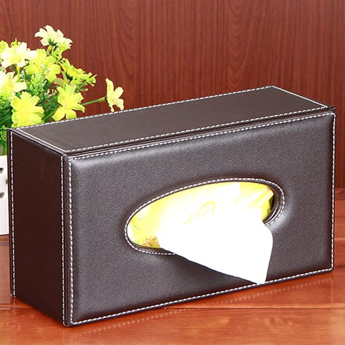 High-end Fashion Pu Leather Tissue Box Holder Business Black, Rectangular - Image 5