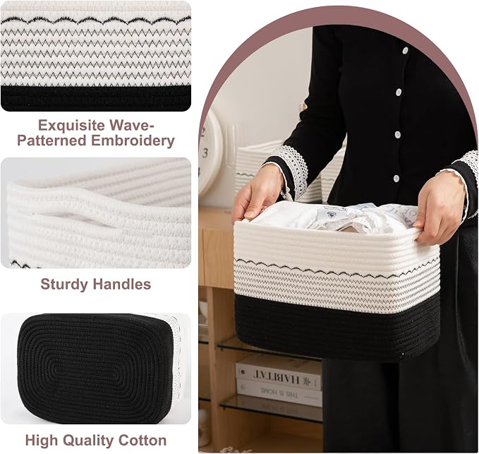 4 Pack Storage Baskets for Organizing, Decorative Cotton Rope Baskets for - Image 6