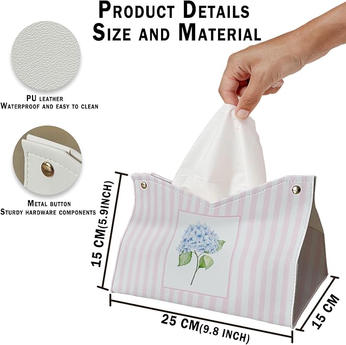 Pink Blue Hydrangea Tissue Box Cover Rectangle - Image 5