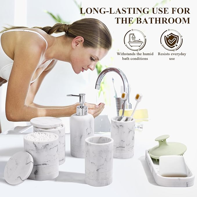 Bathroom Accessories Set, 6-Piece Bathroom Accessory Set, Toothbrush Holders Set - Image 4