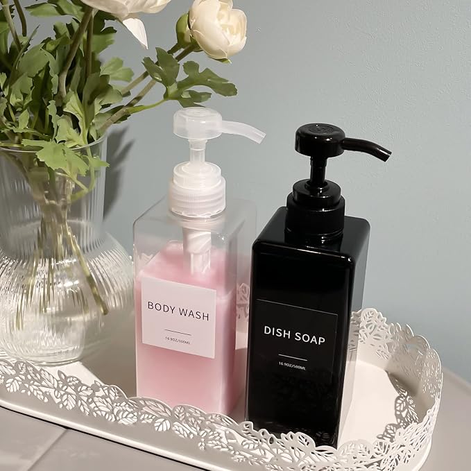 Soap Dispenser with Waterproof Labels, Thickened Plastic Hand Soap Dispenser - Image 4
