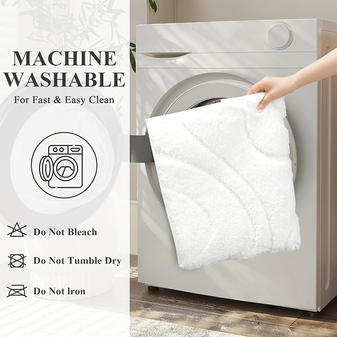 HEBE Bathroom Rugs Sets 5 Piece, Soft Absorbent Microfiber Bath Mat - Image 6