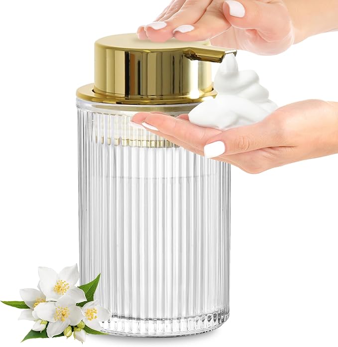 Foaming Soap Dispenser, 11 Fl Oz Clear Glass Foam Hand Soap Dispenser by ALPIRIRAL