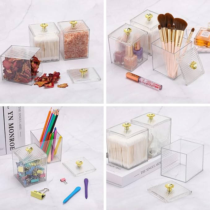 Tecbeauty 3PCS Qtip Holder Bathroom Organizer and Storage Containers Plastic - Image 7