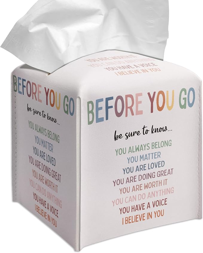 Grace Yonks Cute Motivational Tissue Box Cover Square, Cube Case by Grace+Yonks
