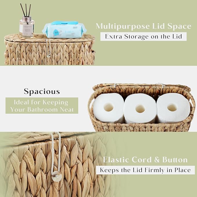 YANGQIHOME Toilet Paper Storage, Water Hyacinth Toilet Paper Storage - Image 2