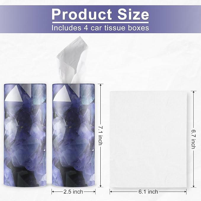 SINGARO Car Tissue Holder, 4 Pack Car Cup Holder Facial Tissues - Image 2