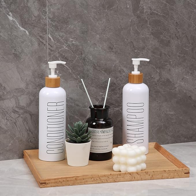 HOMCDALY Shampoo and Conditioner Dispenser, 16oz 3-Pack Refillable Shampoo and - Image 3