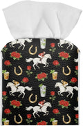 Rose Racing Horse Decorative Tissue Box Cover, Waterproof PU Leather Square by Pzuqiu