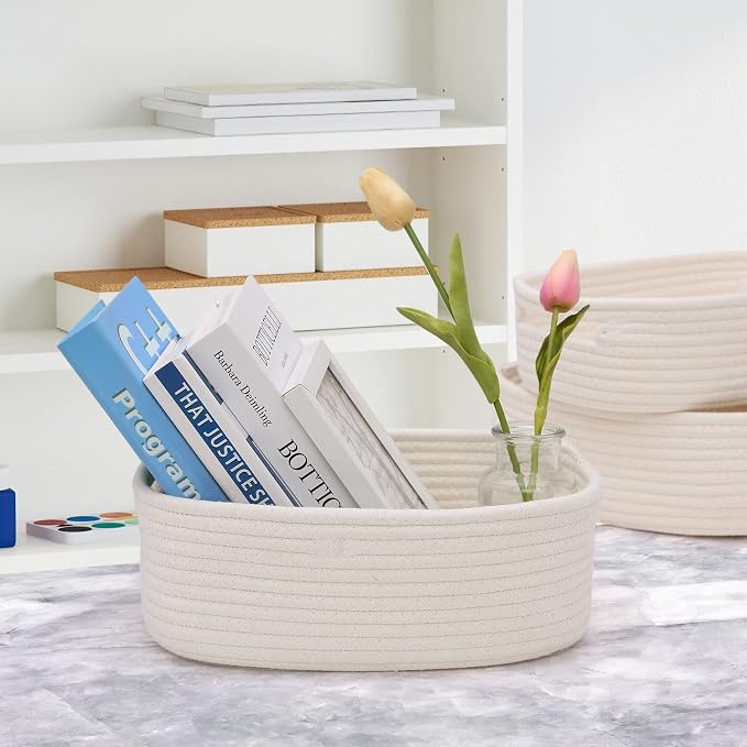 7 Piece Cotton Rope Woven Basket Set - Image 5
