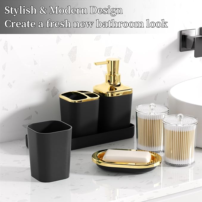Black Bathroom Accessories Set, Soap Dispenser, Soap Dish, Toothbrush Holder - Image 8