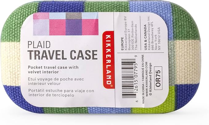 Kikkerland Multi Color Plaid Print Small Travel Portable Compact Organizer Case - Image 4