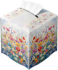 Flower Tissue Box Cover Vibrant Watercolor Bloom Field Dreamy Spring Art Square by Unknown