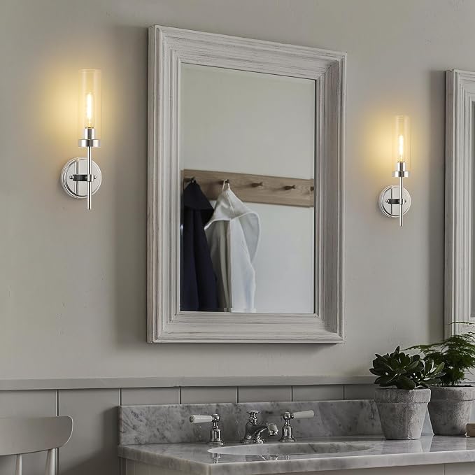 WILON Modern Wall Sconces Set of 2, Chrome Bathroom Light Fixture - Image 5