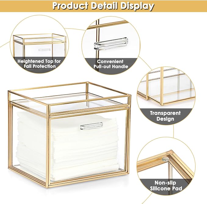 Sumnacon Disposable Face Towel Holder Glass Face Towel Storage Box - Image 4