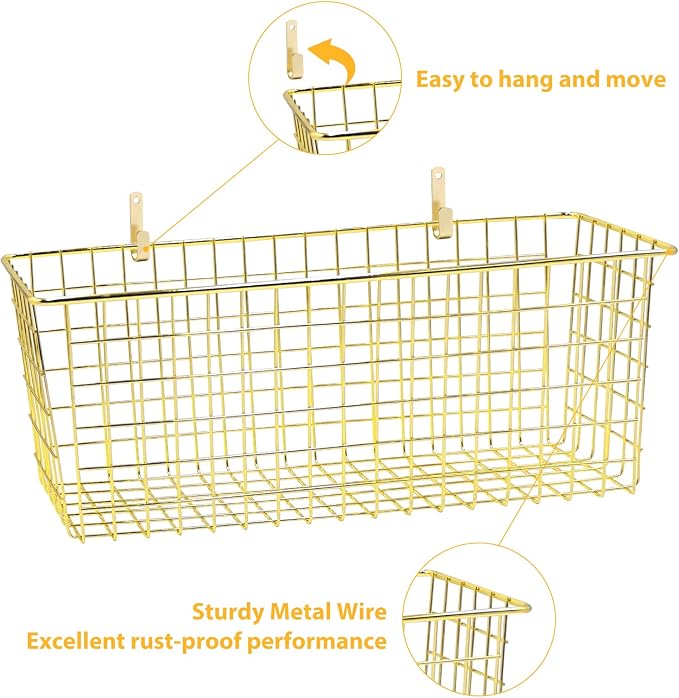 2 Sets Extra Large Hanging Wall Basket, WallmountedFruit Vegetable Toy Snack - Image 3