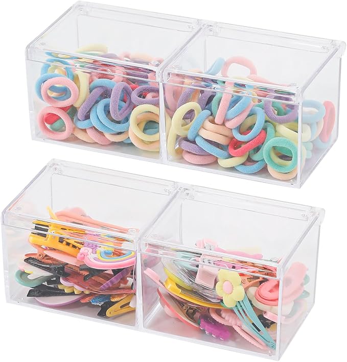 2 Pack Bathroom Container with Divider, Plastic Vanity Storage Canister Jars - Image 6