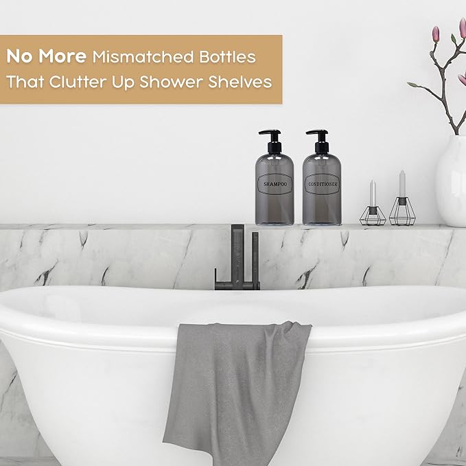Bottiful Home-16 oz Shampoo and Conditioner Refillable Empty Plastic Pump - Image 7