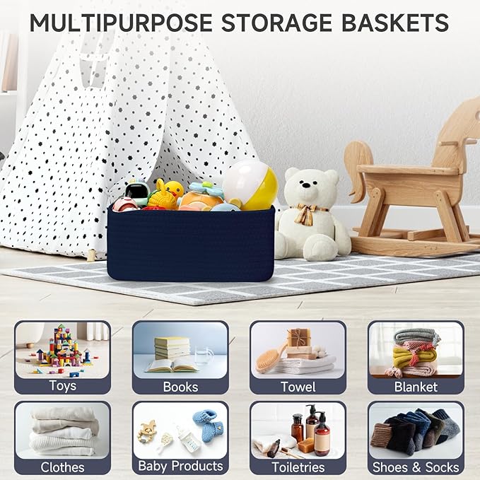 3-Pcs Shelf Baskets for Organizing, Closet Organizer Bins, Small Woven Baskets - Image 5