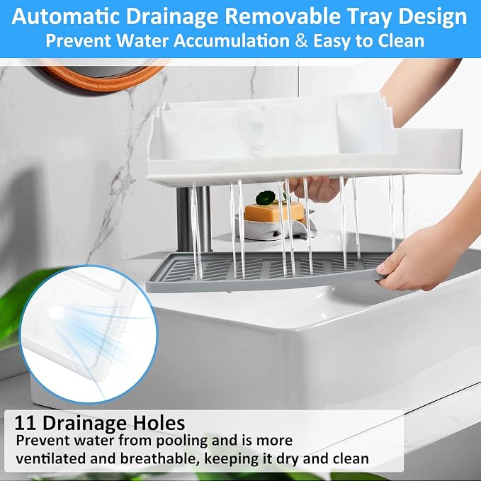 Bathroom Counter Organizer, Large White Silicone Toothbrush Holders - Image 7