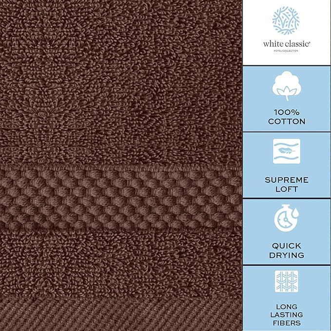 White Classic Luxury Cotton Washcloths 13x13 Inch - Image 7