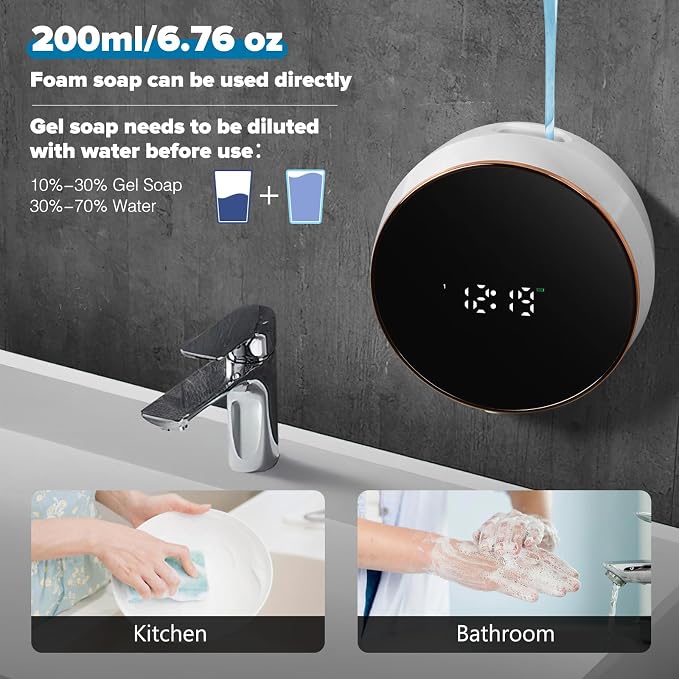 Automatic Soap Dispenser Foam Bathroom: Wall Mount Rechargeable Touchless - Image 6
