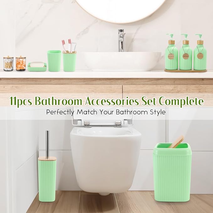 Green Bathroom Accessories Set 17PCS Bathroom Set - Image 5