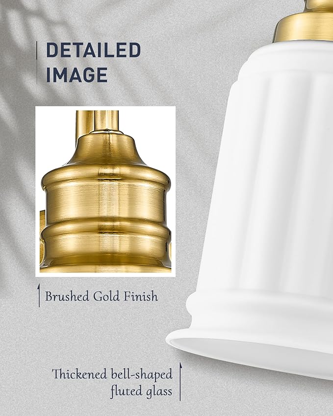 Modern Wall Sconces Set of Two, HWH Brushed Gold Bathroom Vanity Light - Image 3