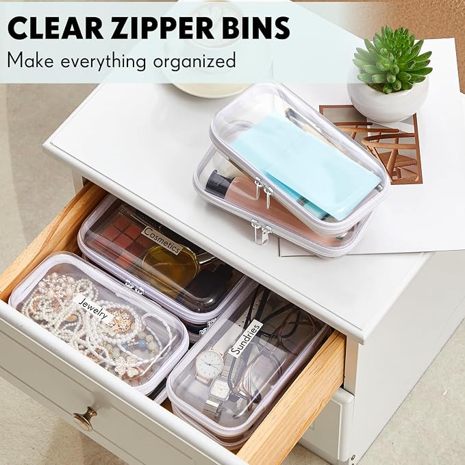 Sanwuta 10 Pcs Hard Zipper Case Clear Hard Pouches Plastic Zipper Pencil Box - Image 6