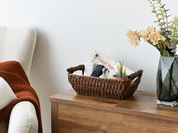 StorageWorks Handwoven Small Wicker Baskets, Round Paper Rope Storage Baskets - Image 6