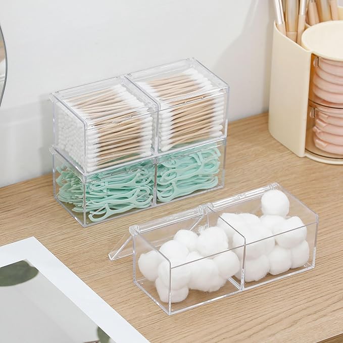 3 Pack Bathroom Canister with Divider, Plastic Vanity Drawer Storage Jars with - Image 4