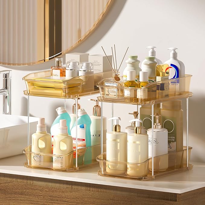Delamu 2-Tier Under Sink Organizers and Storage, Pull Out Kitchen Pantry - Image 7