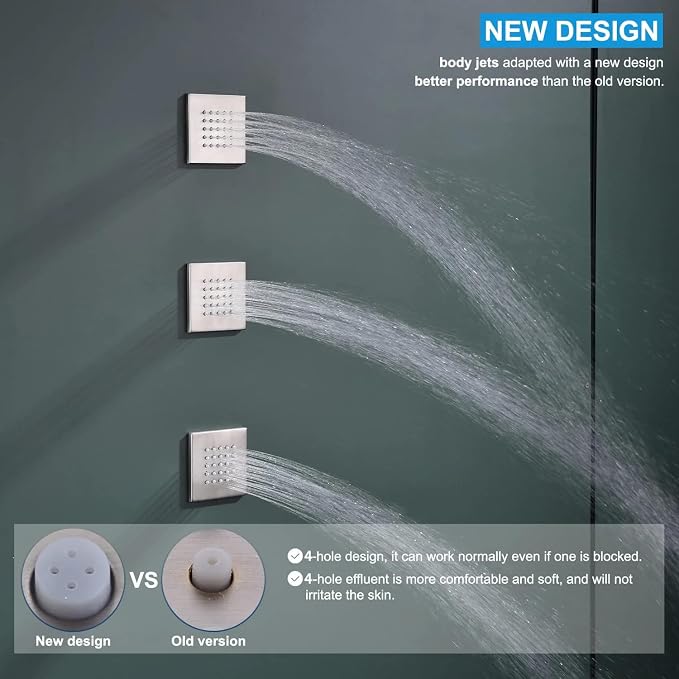 Brushed Nickel Shower Jet 4 inch Wall Mount Body Massage Body Jet - Image 2