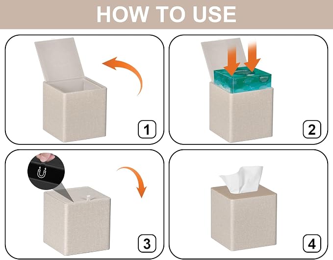 Tissue Box Cover Square PU Leather Facial Tissue Box Holder - Image 6