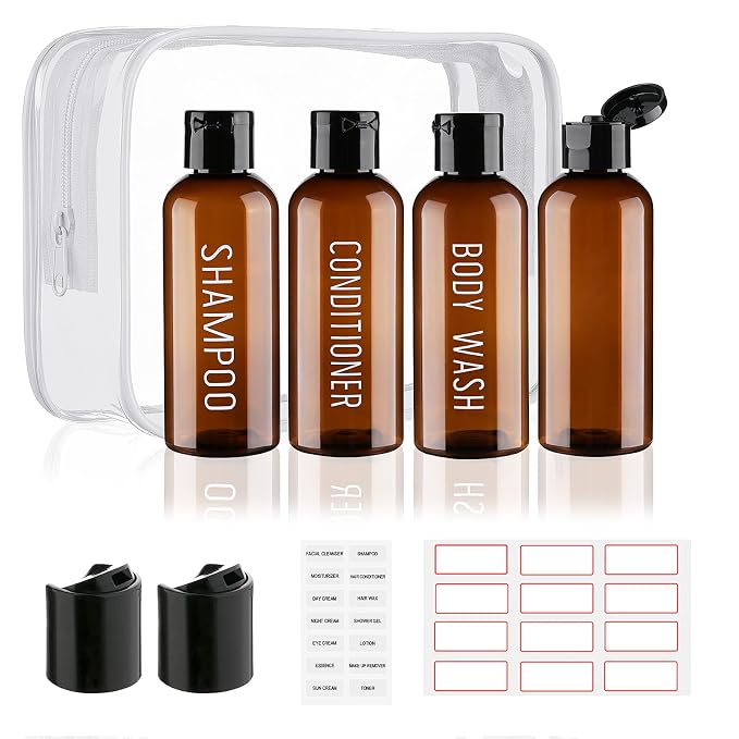 Travel Bottles for Toiletries 4 Pack 3.4oz/100ml TSA Approved Travel Size by wowang